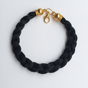Woven Black Rope Bracelet with Gold Clasp