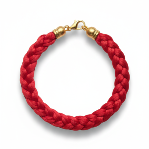 Woven Red Rope Bracelet with Gold Plasp
