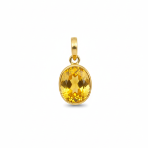 Natural Yellow Topaz Gemstone Pendant - Pukhraj Stone Locket Jupiter Astrological Jewelry