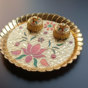 Decorative Bhog Plate for Laddu Gopal & Puja - Premium Meenakari Work Thali Medium