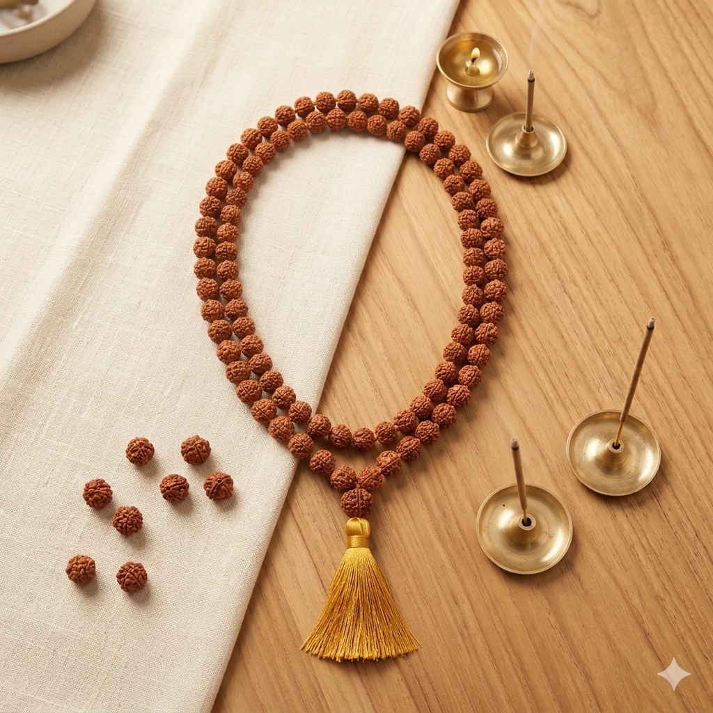 Premium Two Round Original Rudraksha Mala | Double Layer Rudraksha Kantha Necklace for Men & Women 108 beads Siddh Abhimantrit